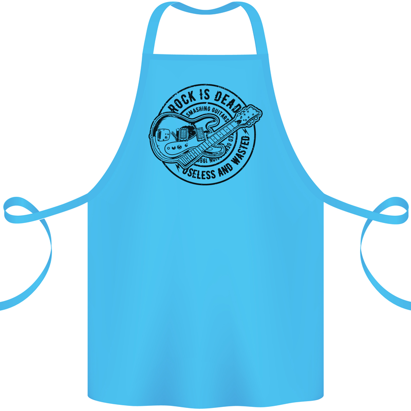 Rock Is Dead Funny Music Rock n Roll Guitar Cotton Apron 100% Organic Turquoise