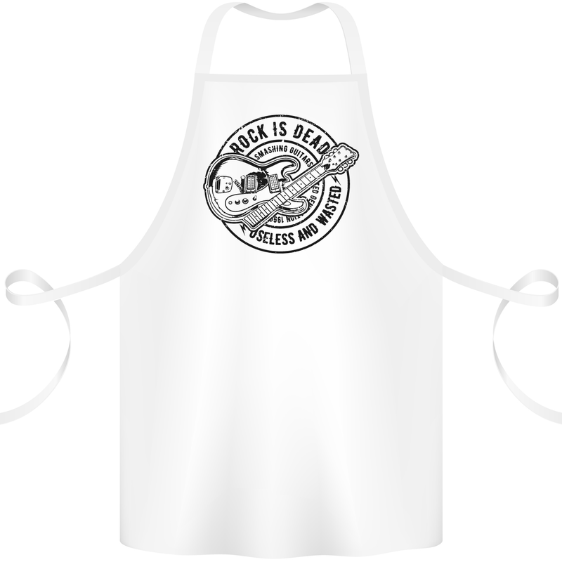 Rock Is Dead Funny Music Rock n Roll Guitar Cotton Apron 100% Organic White