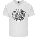 Rock Is Dead Funny Music Rock n Roll Guitar Mens V-Neck Cotton T-Shirt White