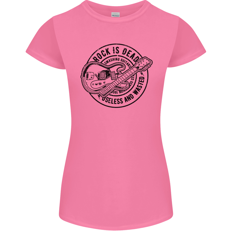 Rock Is Dead Funny Music Rock n Roll Guitar Womens Petite Cut T-Shirt Azalea