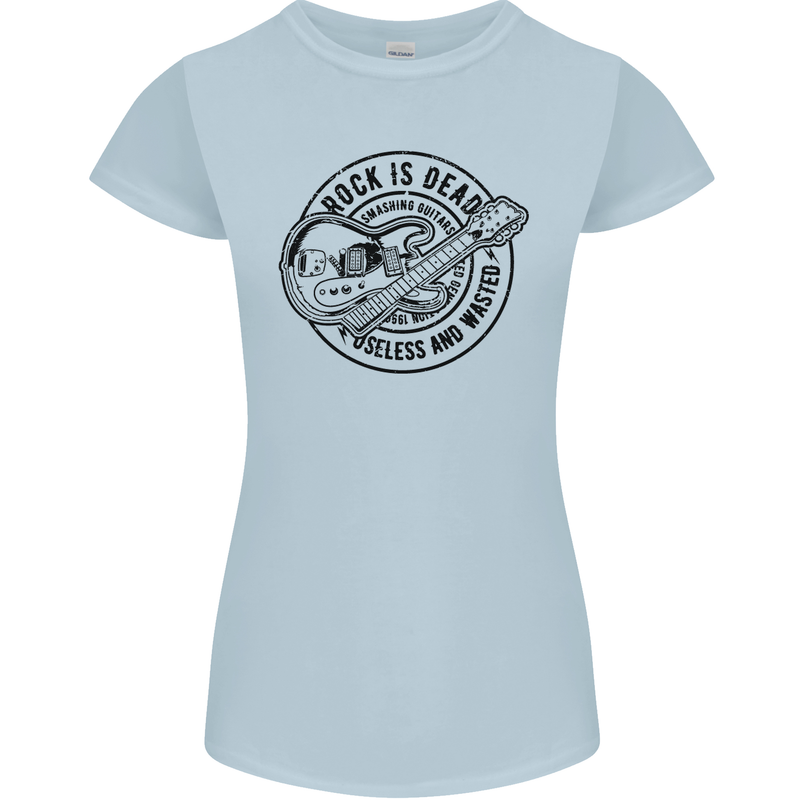 Rock Is Dead Funny Music Rock n Roll Guitar Womens Petite Cut T-Shirt Light Blue