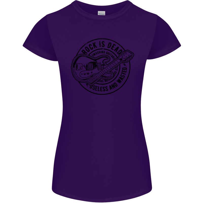 Rock Is Dead Funny Music Rock n Roll Guitar Womens Petite Cut T-Shirt Purple