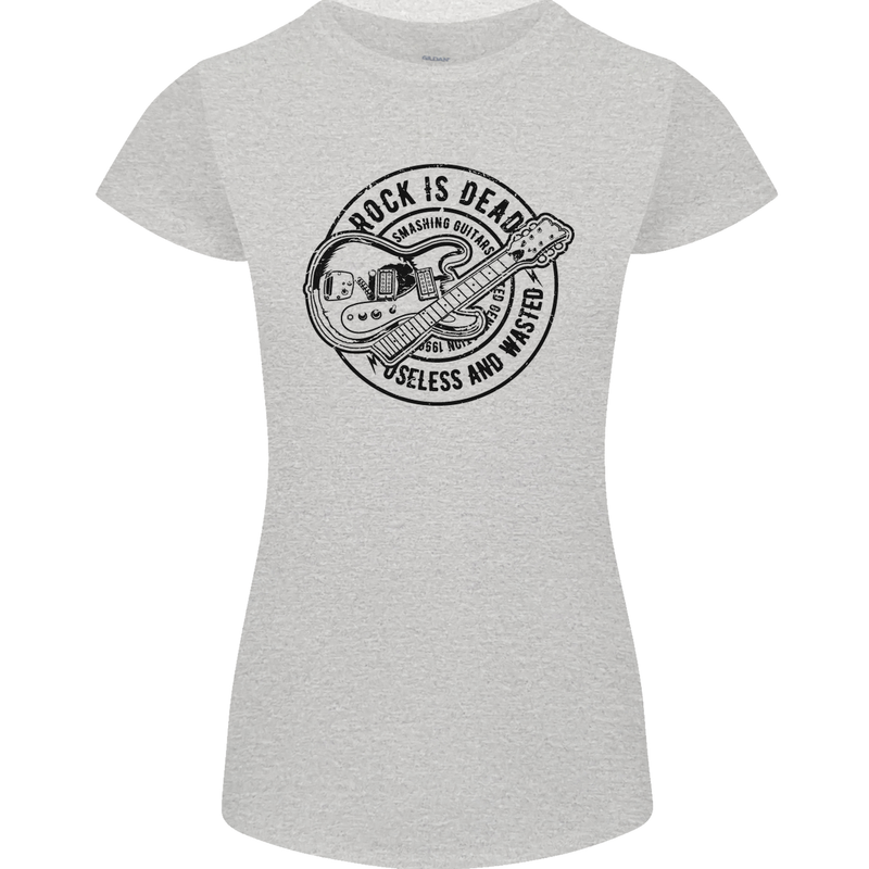 Rock Is Dead Funny Music Rock n Roll Guitar Womens Petite Cut T-Shirt Sports Grey