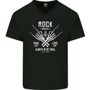 Rock Music Salute Mens V-Neck Cotton T-Shirt Black