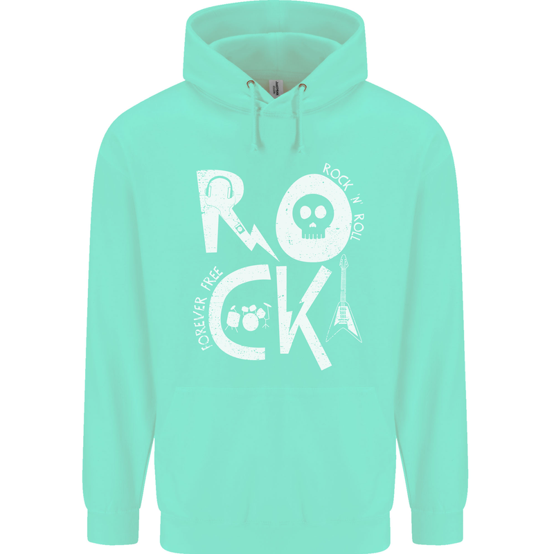 Rock Music Symbols Guitar Skull Childrens Kids Hoodie Peppermint