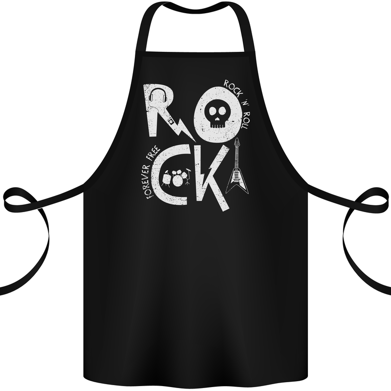 Rock Music Symbols Guitar Skull Cotton Apron 100% Organic Black