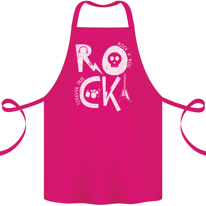 Rock Music Symbols Guitar Skull Cotton Apron 100% Organic Pink