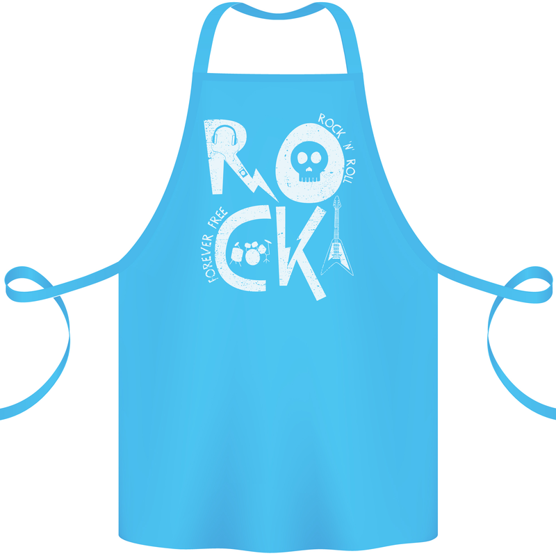 Rock Music Symbols Guitar Skull Cotton Apron 100% Organic Turquoise