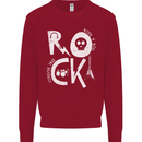 Rock Music Symbols Guitar Skull Kids Sweatshirt Jumper Red