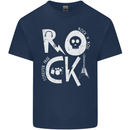 Rock Music Symbols Guitar Skull Kids T-Shirt Childrens Navy Blue