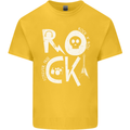 Rock Music Symbols Guitar Skull Kids T-Shirt Childrens Yellow