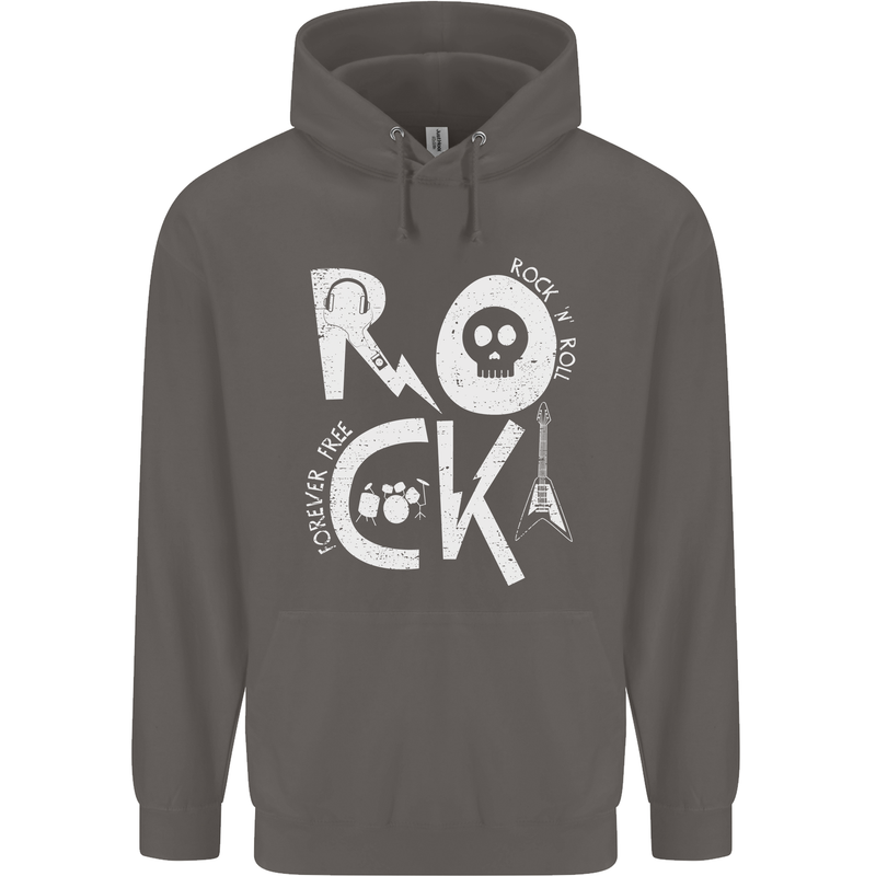 Rock Music Symbols Guitar Skull Mens 80% Cotton Hoodie Charcoal