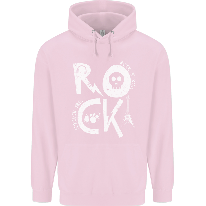 Rock Music Symbols Guitar Skull Mens 80% Cotton Hoodie Light Pink