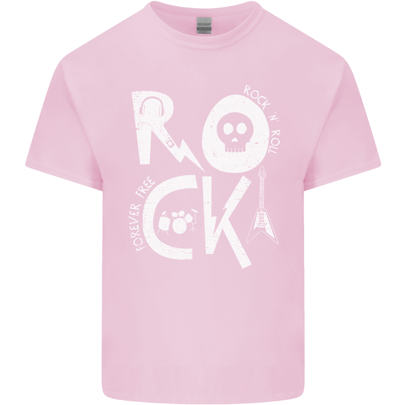 Rock Music Symbols Guitar Skull Mens Cotton T-Shirt Tee Top Light Pink