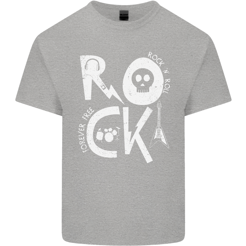 Rock Music Symbols Guitar Skull Mens Cotton T-Shirt Tee Top Sports Grey