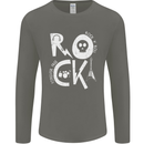Rock Music Symbols Guitar Skull Mens Long Sleeve T-Shirt Charcoal