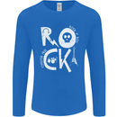 Rock Music Symbols Guitar Skull Mens Long Sleeve T-Shirt Royal Blue