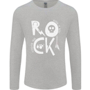 Rock Music Symbols Guitar Skull Mens Long Sleeve T-Shirt Sports Grey