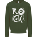 Rock Music Symbols Guitar Skull Mens Sweatshirt Jumper Forest Green