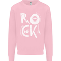 Rock Music Symbols Guitar Skull Mens Sweatshirt Jumper Light Pink