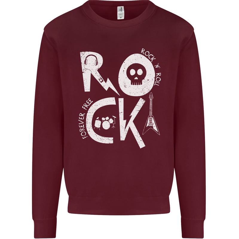 Rock Music Symbols Guitar Skull Mens Sweatshirt Jumper Maroon