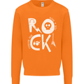 Rock Music Symbols Guitar Skull Mens Sweatshirt Jumper Orange