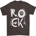 Rock Music Symbols Guitar Skull Mens T-Shirt 100% Cotton Dark Chocolate