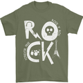 Rock Music Symbols Guitar Skull Mens T-Shirt 100% Cotton Military Green