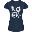 Rock Music Symbols Guitar Skull Womens Petite Cut T-Shirt Navy Blue