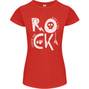 Rock Music Symbols Guitar Skull Womens Petite Cut T-Shirt Red