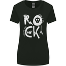 Rock Music Symbols Guitar Skull Womens Wider Cut T-Shirt Black