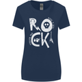 Rock Music Symbols Guitar Skull Womens Wider Cut T-Shirt Navy Blue
