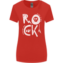 Rock Music Symbols Guitar Skull Womens Wider Cut T-Shirt Red