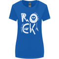 Rock Music Symbols Guitar Skull Womens Wider Cut T-Shirt Royal Blue