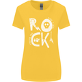 Rock Music Symbols Guitar Skull Womens Wider Cut T-Shirt Yellow