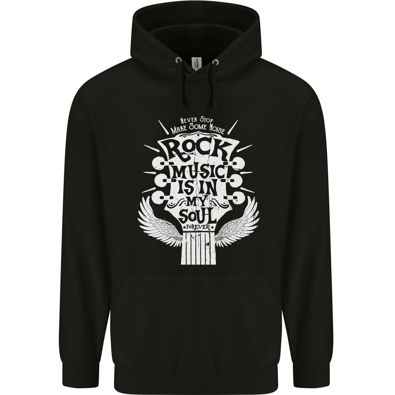 Rock Music is In My Soul Guitar Childrens Kids Hoodie Black