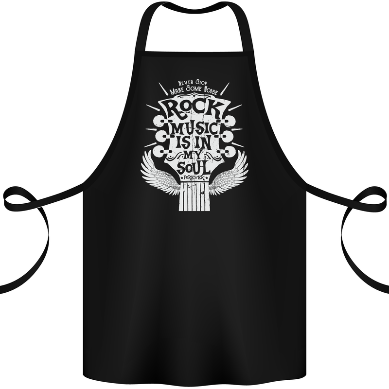 Rock Music is In My Soul Guitar Cotton Apron 100% Organic Black