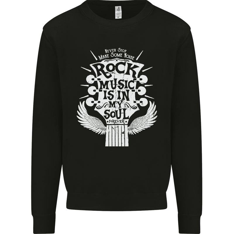 Rock Music is In My Soul Guitar Kids Sweatshirt Jumper Black