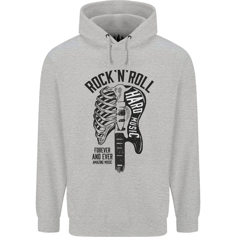 Rock N Roll Forever and Ever Guitar Childrens Kids Hoodie Sports Grey