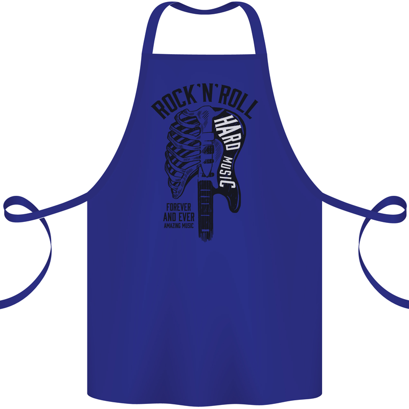 Rock N Roll Forever and Ever Guitar Cotton Apron 100% Organic Royal Blue