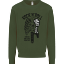 Rock N Roll Forever and Ever Guitar Kids Sweatshirt Jumper Forest Green