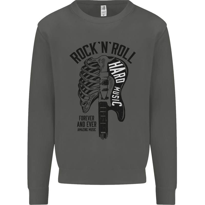 Rock N Roll Forever and Ever Guitar Kids Sweatshirt Jumper Storm Grey