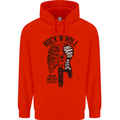 Rock N Roll Forever and Ever Guitar Mens 80% Cotton Hoodie Bright Red