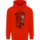 Rock N Roll Forever and Ever Guitar Mens 80% Cotton Hoodie Bright Red