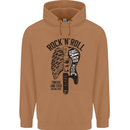 Rock N Roll Forever and Ever Guitar Mens 80% Cotton Hoodie Caramel Latte