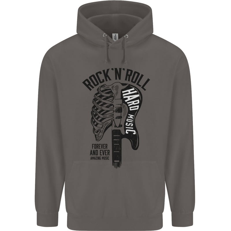 Rock N Roll Forever and Ever Guitar Mens 80% Cotton Hoodie Charcoal