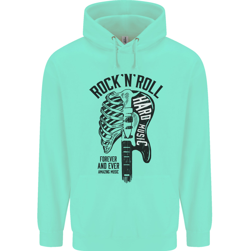 Rock N Roll Forever and Ever Guitar Mens 80% Cotton Hoodie Peppermint