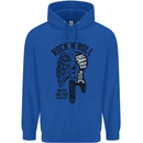 Rock N Roll Forever and Ever Guitar Mens 80% Cotton Hoodie Royal Blue