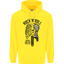 Rock N Roll Forever and Ever Guitar Mens 80% Cotton Hoodie Yellow