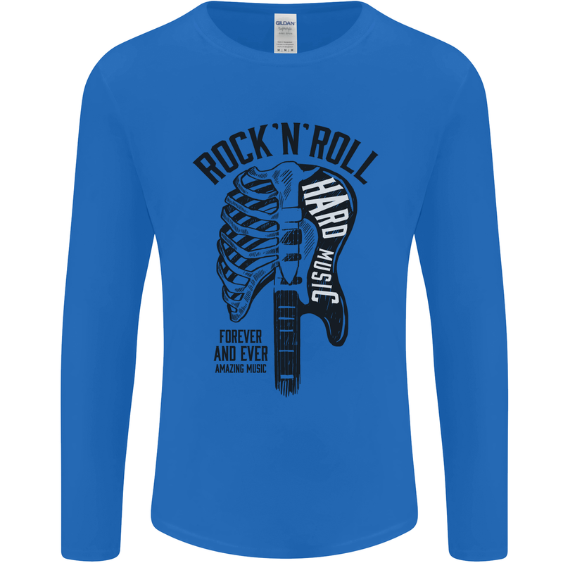 Rock N Roll Forever and Ever Guitar Mens Long Sleeve T-Shirt Royal Blue
